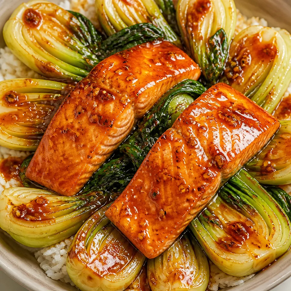 Sweet and Sour Salmon with Bok Choy — serving inspiration
