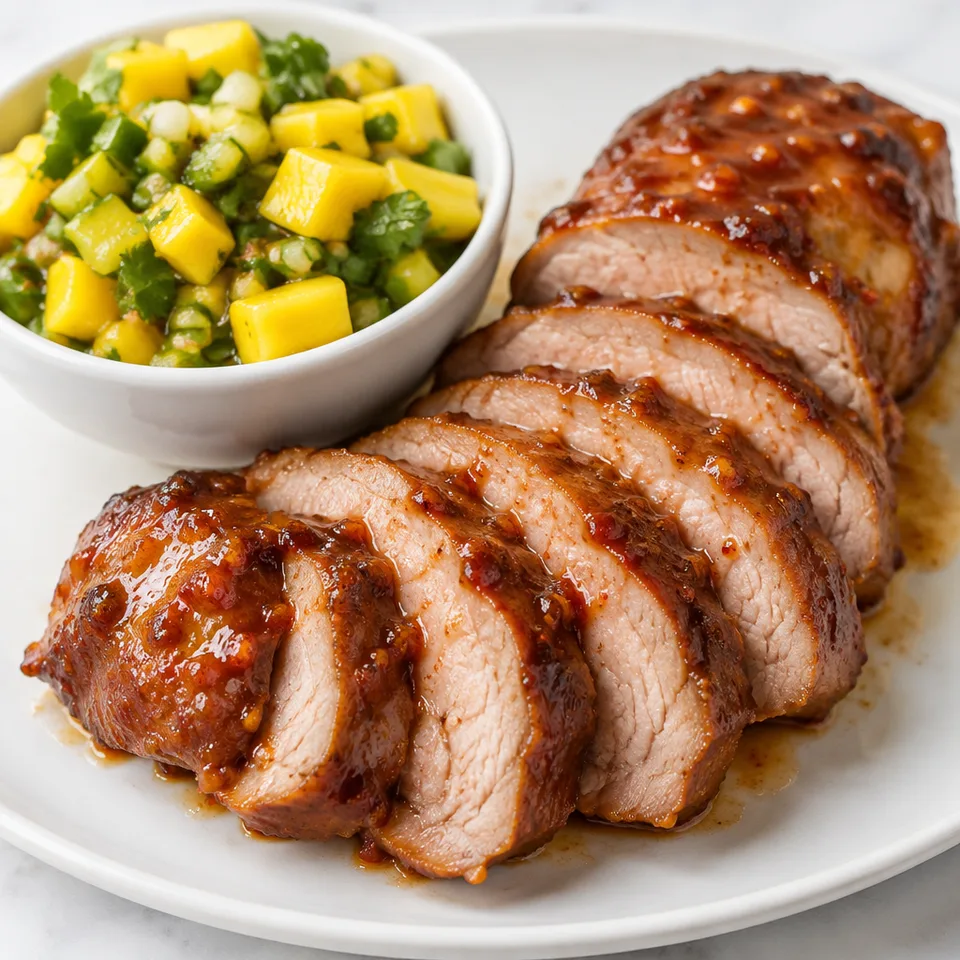 Sweet & Fiery Pork Tenderloin with Mango Salsa — serving inspiration