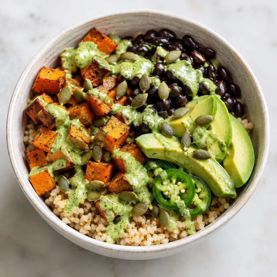 Sweet Potato Grain Bowls with Green Tahini Sauce — serving inspiration