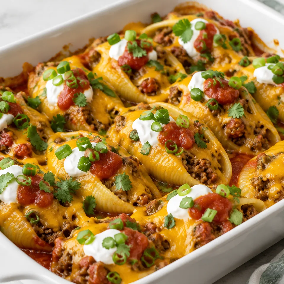 Taco Stuffed Shells with Beans and Beef — serving inspiration