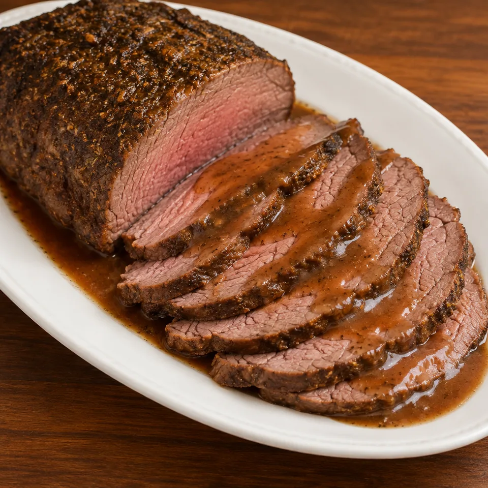 Tender Eye of Round Roast Beef with Gravy — serving inspiration