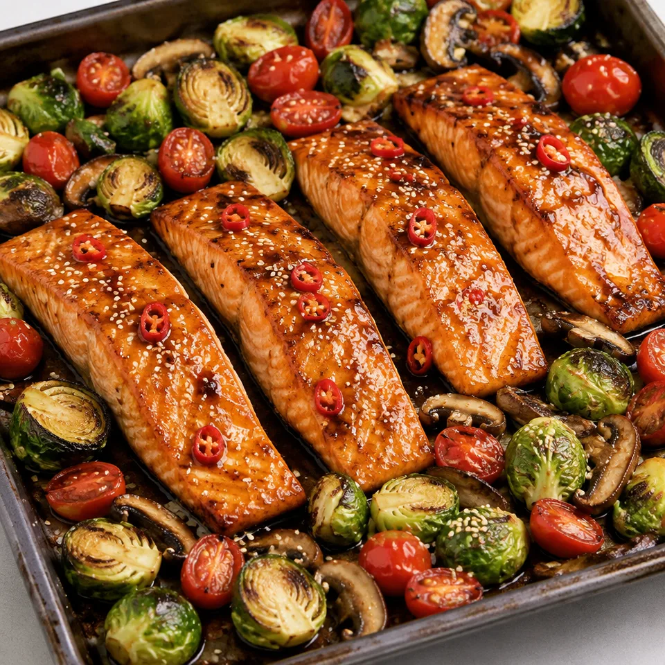 Teriyaki Salmon Sheet Pan Dinner — serving inspiration