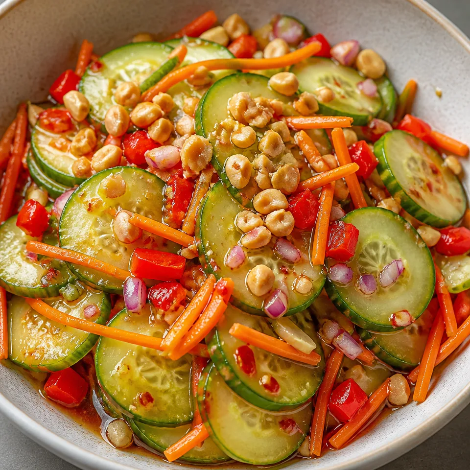 Thai Cucumber Salad Recipe with Red Chili Soy Vinaigrette — serving inspiration