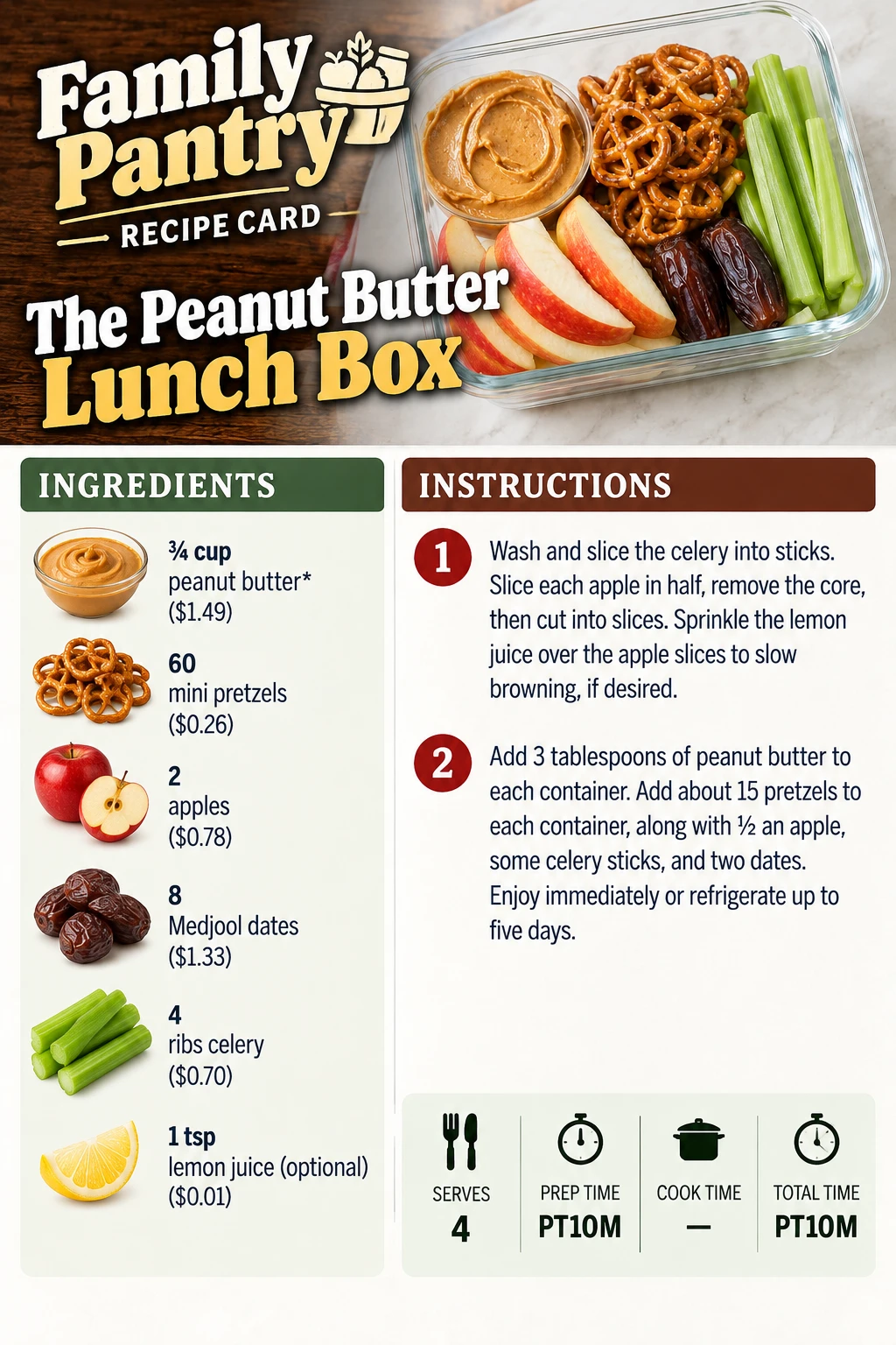 Saved The Peanut Butter Lunch Box recipe card; accessible ingredients and instructions are listed above.