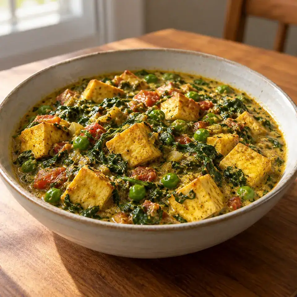 Tofu, Spinach, and Green Pea Curry — serving inspiration