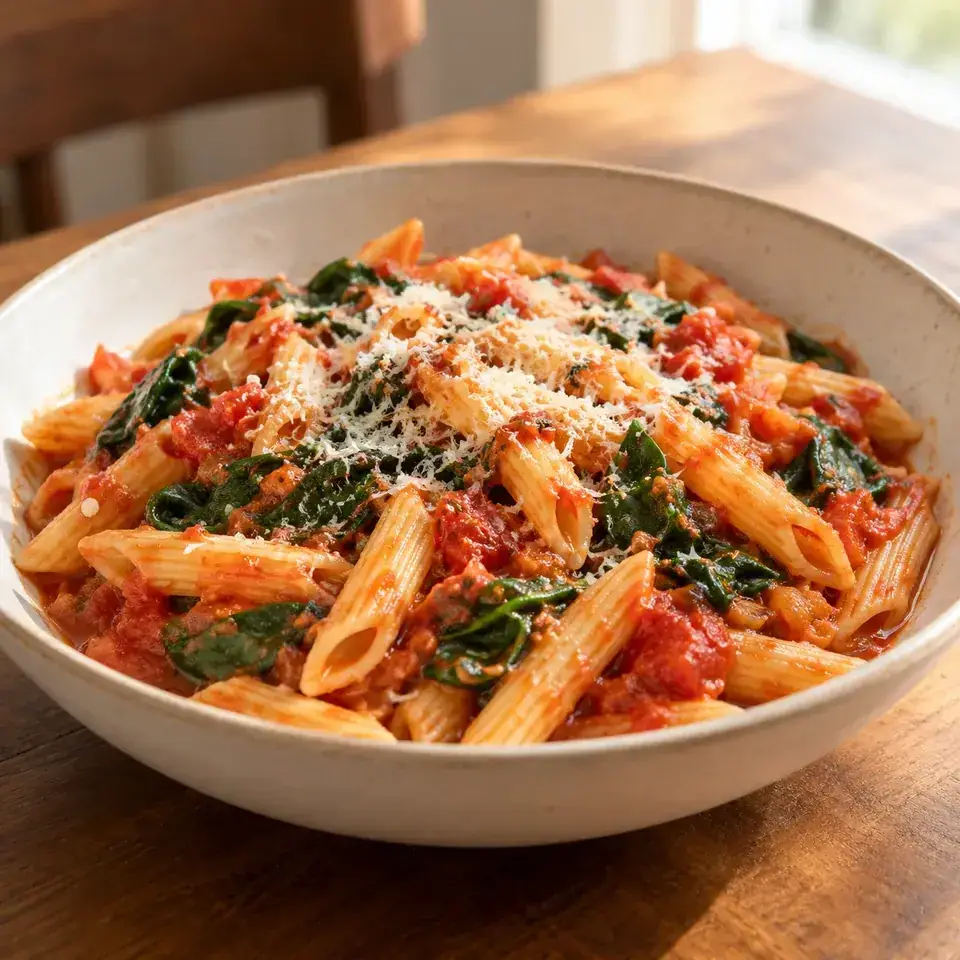 Tomato & spinach pasta — serving inspiration