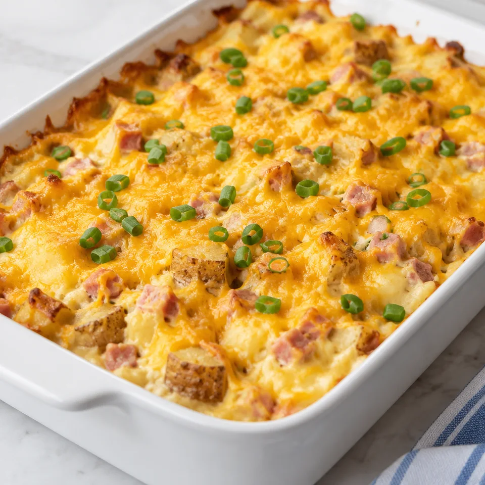 Twice Baked Potato Casserole with Ham — serving inspiration