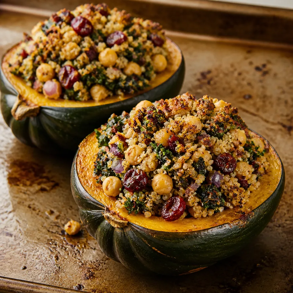 Vegan Quinoa Stuffed Acorn Squash — serving inspiration