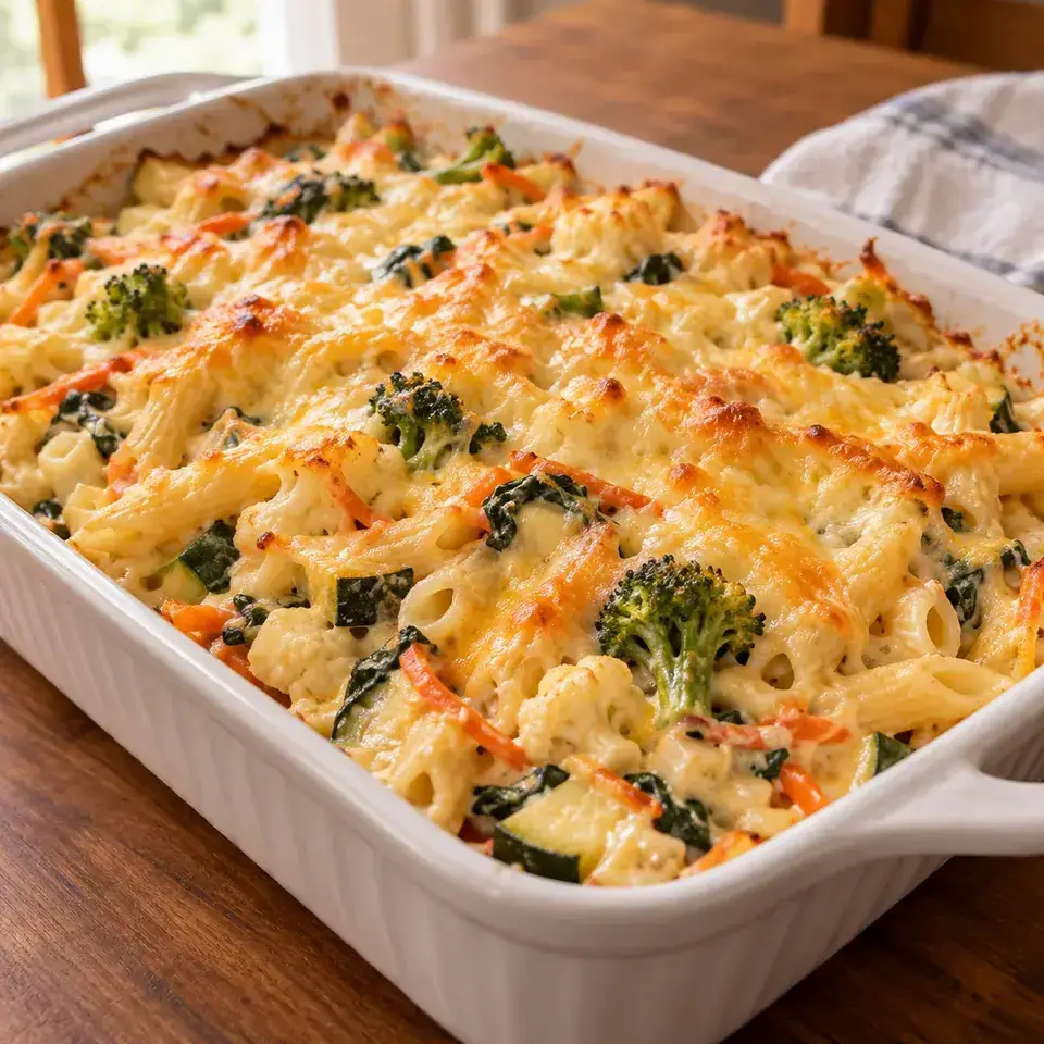 Vegetable Alfredo Pasta Bake — serving inspiration