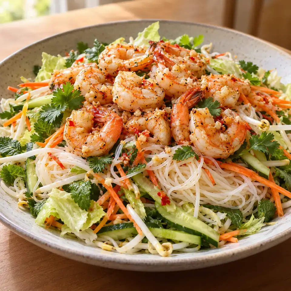 Vietnamese Garlic Shrimp (Prawn) Noodle Salad — serving inspiration