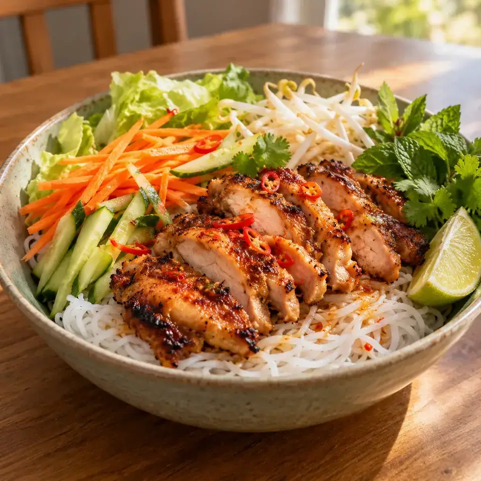 Vietnamese Noodles with Lemongrass Chicken — serving inspiration