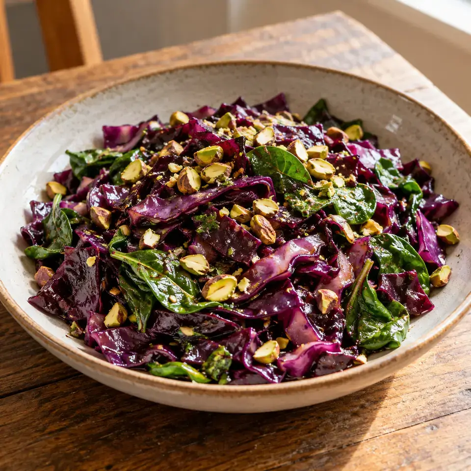 Warm Red Cabbage Salad with Garlic Herb Butter — serving inspiration