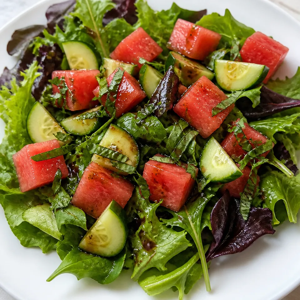 Watermelon Basil Salad with Honey Balsamic Dressing — serving inspiration