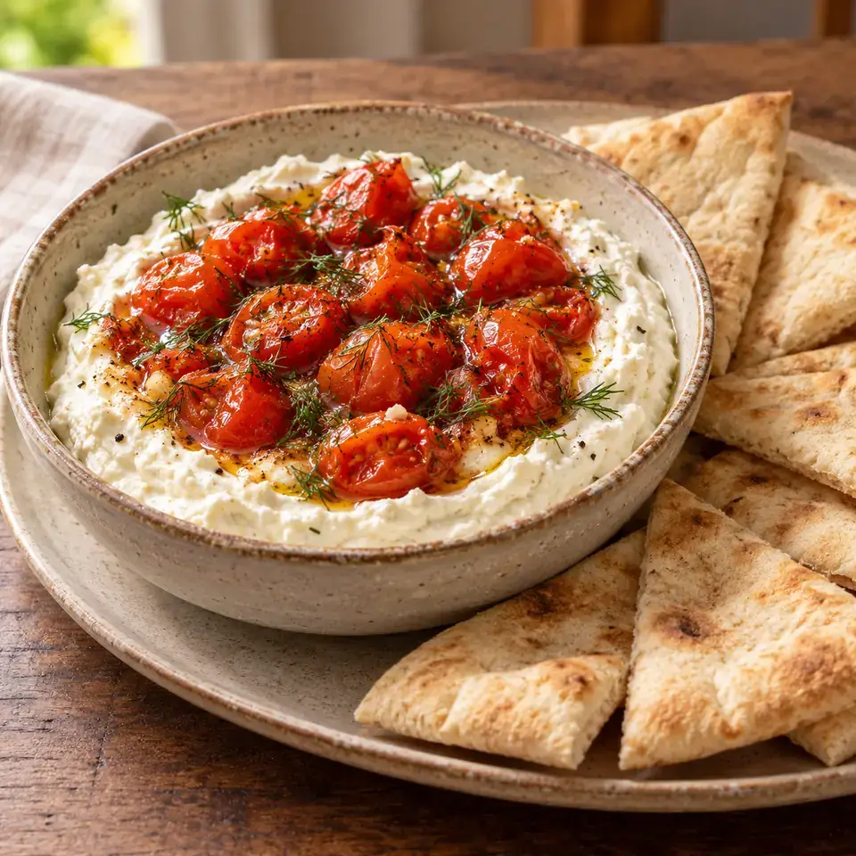 Whipped Feta Dip with Roasted Tomatoes — serving inspiration