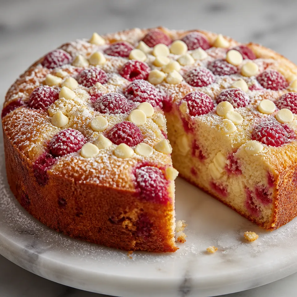 White Chocolate Chip Raspberry Cake — serving inspiration