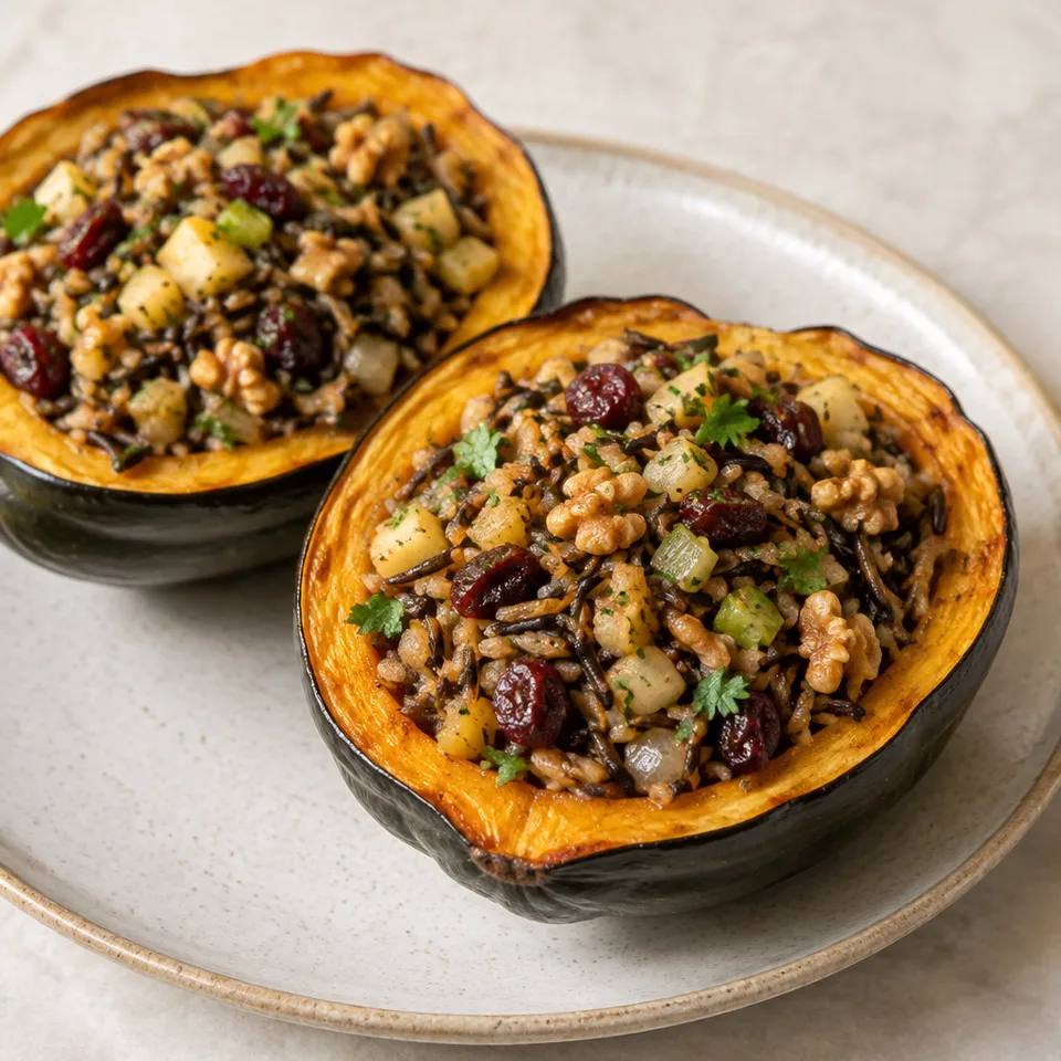 Wild Rice Stuffed Acorn Squash — serving inspiration