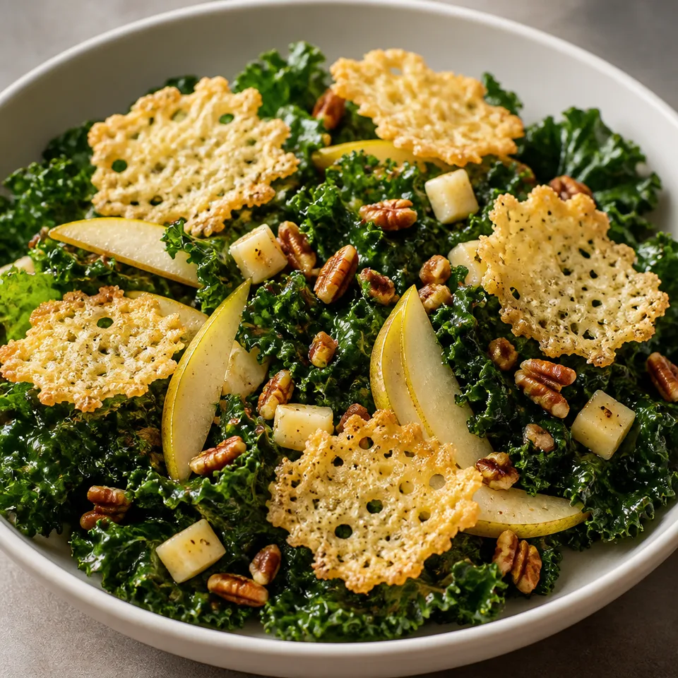 Winter Balsamic Kale Salad with Havarti Crisps — serving inspiration