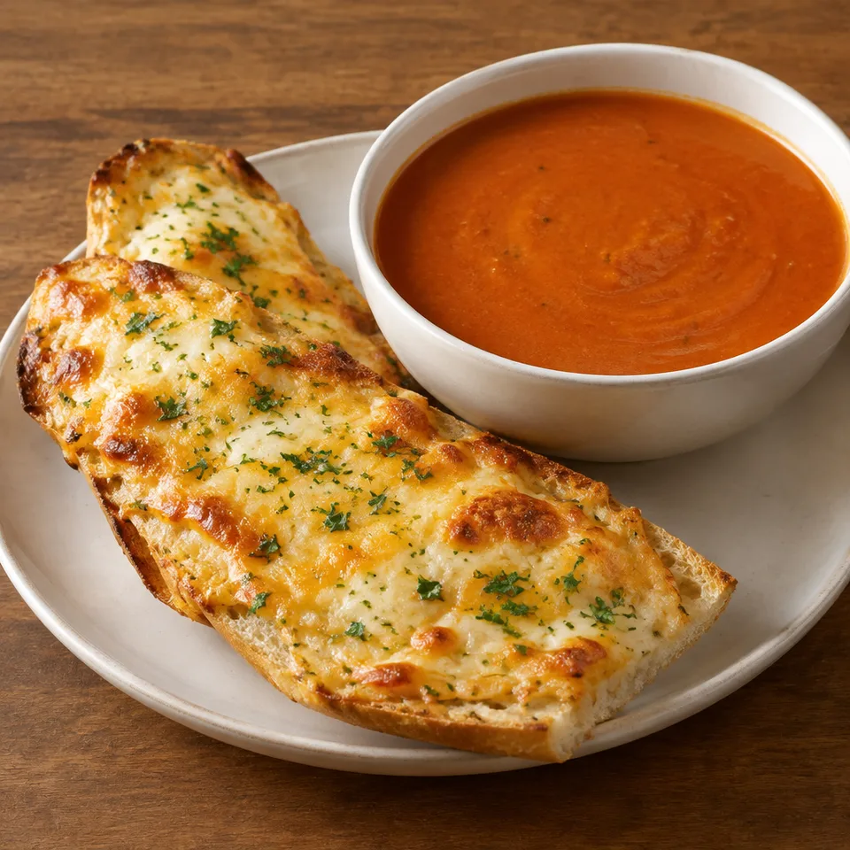 Zoup! Tomato Bisque with Cheesy Bread — serving inspiration